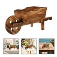 thumbnail image 2 of HONMEET BASIOUS Wooden Wheelbarrow Planter Outdoor Flower Cart Light Brown Decoration for Patio Lawn, 2 of 6