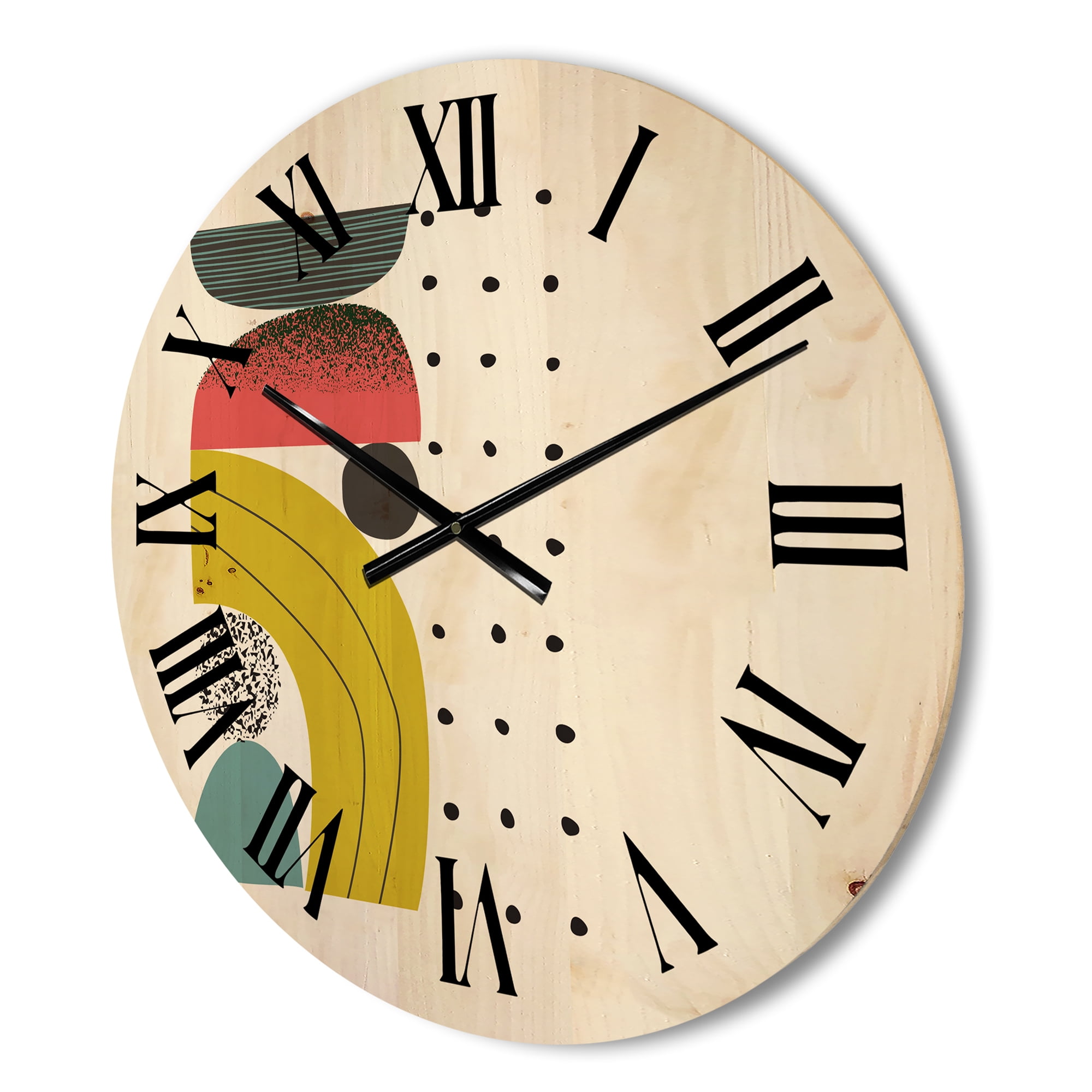 Designart 'Abstract Colorful Geometric Art Collage I' Modern Wood Wall Clock