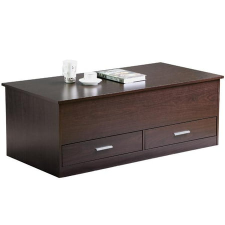 Brooklyn Coffee Table Set - Yaheetech Living Room Slide Top Trunk Coffee Table with Storage Box & 2 Drawers Side Table Parlor Coffee , Espresso Finish