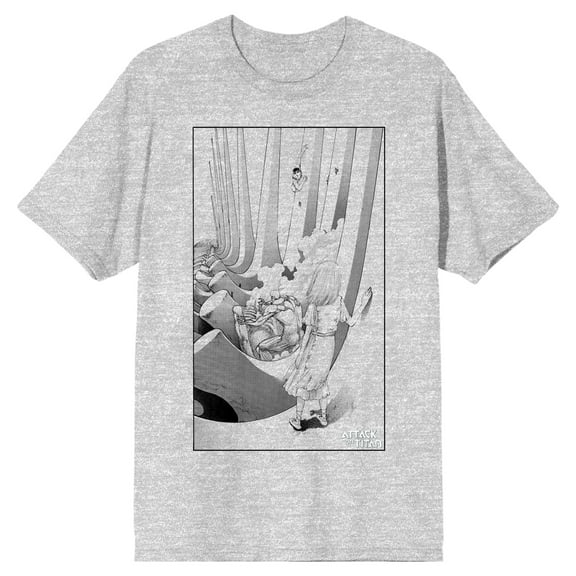 Attack On Titan Art Drawing of Ymir Fritz Watching Titans Men's Heather Gray Short Sleeve Tee-3XL