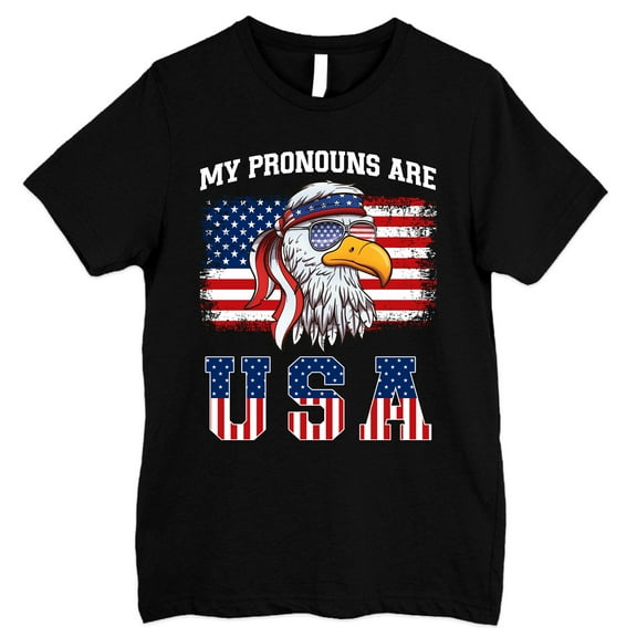 FLAGWIX Patriotic Funny Eagle Gifts - My Pronouns Are USA, 4th Of July Gifts - Mens Shirts