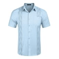 thumbnail image 4 of Mens Linen Guayabera Shirts Short Sleeve Casual Button Down Shirts Summer Beach Wear, 4 of 6