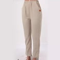 thumbnail image 4 of Pantalones casuales elegantes de lino y algodón con bolsillos rectos para uso diario, 4 of 6