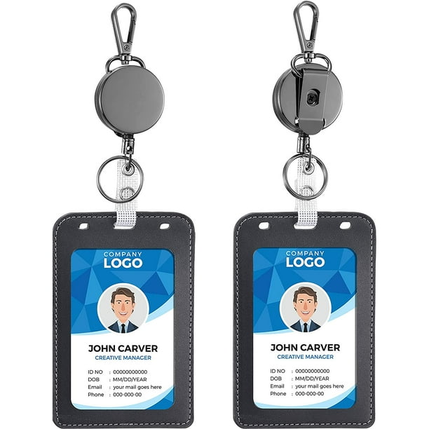 2 Pieces Retractable Badge Holders with Heavy Duty Reel Clips