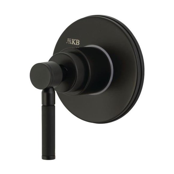 Kingston Brass KS3030DKL Vanne de Dérivation Trois Voies avec Poignée Unique et Plaque Ronde, Noir Mat