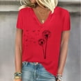 thumbnail image 2 of Camisetas de Manga Corta para las Mujeres, Impresión de Cuello en V Camiseta Casual Top Hecho de 95% Poliéster 5% Spandex para el Uso Diario de Primavera Verano, Camisetas para las Mujeres Casual, 2 of 4