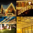 thumbnail image 4 of Decoraciones navideñas de Año Nuevo para el hogar al aire libre Cortina de luces LED impermeables Cadena de carámbanos Guirnalda de calle en la casa Invierno, 4 of 5