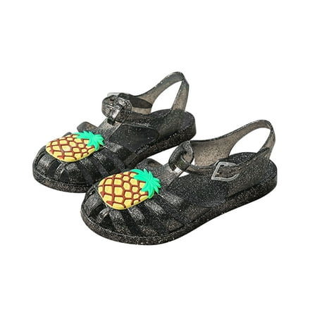 

Saving Clearance! Kukoosong Toddler Sandals Shoes Baby Girls Sandals Cute Fruit Jelly Colors Hollow out Non-Slip Soft Sole Beach Roman Sandals Black 8 Years