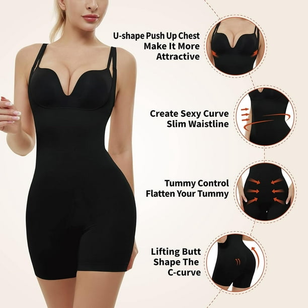 Shapewear Bodysuit for Women Tummy Control Body Suit Full Body Shaper for  Women Slimming Push Compression Seamless