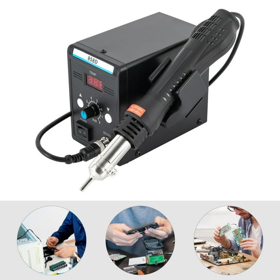 858D Hot Air Rework Station, 700W 110V SMD Soldering Station with 3 Air ...
