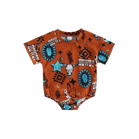 

Western Baby Girl Boy Clothes Cow Print Sweatshirt Romper Oversized Bodysuit Short Sleeve Onesie Cute Summer Outfits