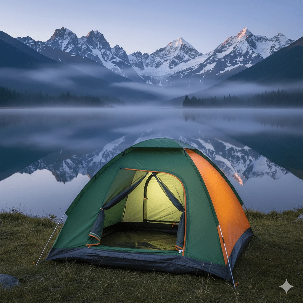 Instant Pop Up Camping Tent - Easy Quick Setup Waterproof Portable Outdoor Shelter For Family Hiking Beach In Orange Green