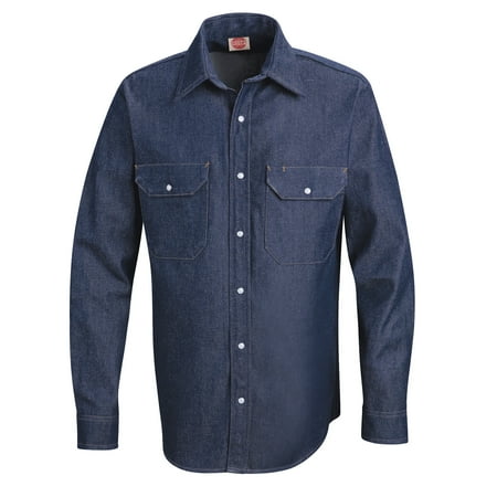 Red Kap Men's Long Sleeve Deluxe Denim Shirt (Best Mens Denim Shirt)