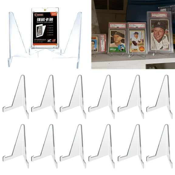 LAMIRO Card Display Stand,10 Pack Clear Card Stands,Acrylic Card Display,Mini Card Stands for Sports Cards,Sports Card Holder,Graded Card Display Card Stand