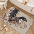 thumbnail image 3 of 1pc Bat with Flowers Absorbent Non-Slip Bathroom Thickened Flannel Rug Decor,Soft,Quick Drying,Suitable For Indoor/outdoor Use,Bathrooms,Bedrooms,Kitchens,Terrace,Laundry Rooms,16"x24", 3 of 9