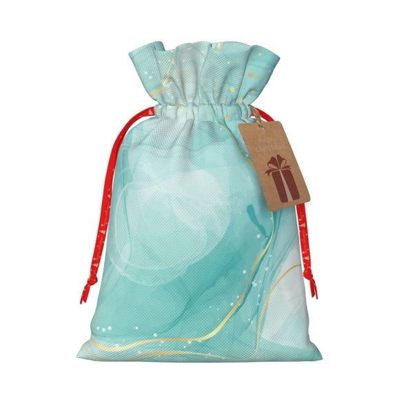 Naloa Blue Marble Drawstring Christmas Bags, 3D Xmas Gift Bags, Christmas Wrapping Bags, Xmas Goodie Bags, Treat Pouch Bags, Party Favor Bags-Small