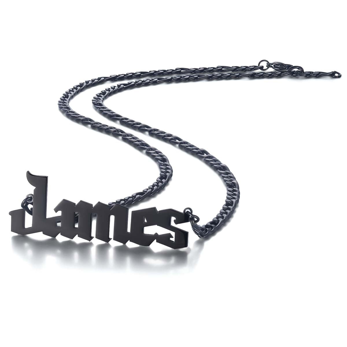 Men's Custom Name Necklace Black Personalized Nameplate Customized