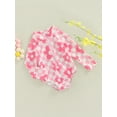 thumbnail image 3 of GXFC Toddler Baby Girl One Piece Swimsuits Infant Long Sleeve Zip-up Ruffle Floral Graphic Print Swimwear Rash Guards Beach Bathing Suit 6M-3T, 3 of 9