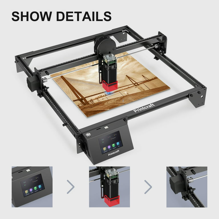 PrintCraft Longer Laser Engraver 10W Output for DIY Laser Cutter Engraving Machine, CNC Laser Engraver for Wood and Metal, Acrylic, Black