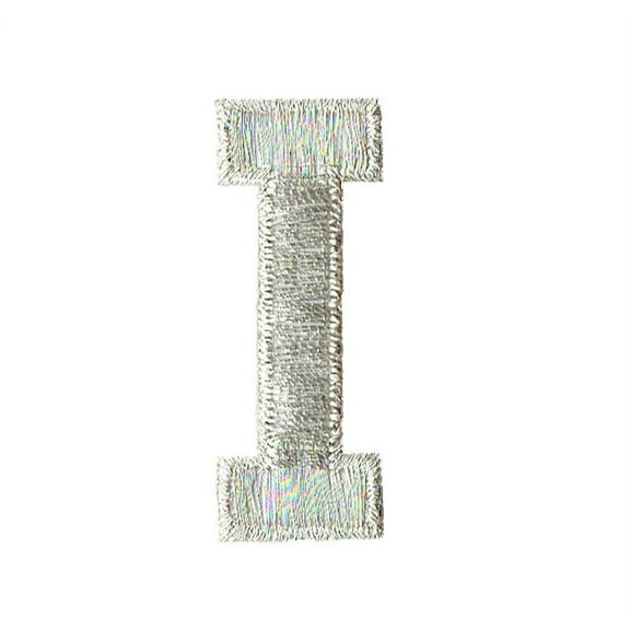 Alphabet Letter - I - Color Silver - 2" Block Style - Iron On Embroidered Applique Patch