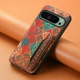 thumbnail image 2 of for Google Pixel 8Pro Cork Wood Phone Case, Retro Floral Colorful Flower Printing Magnetic Folio Flip ID/Credit Card Holder Slot Back Cover Bag, Kickstand Support, 2 of 7