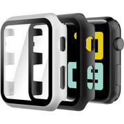 Hianjoo [2-Pack] Case Compatible with Apple Watch Serie 3 Serie 2 42mm, Built-in Ultra Thin HD Tempered Glass Screen
