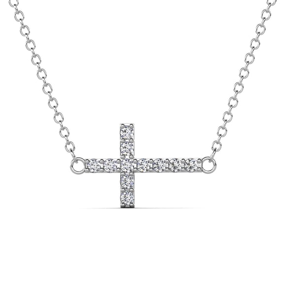 Cate & Chloe Joy 18k White Gold Plated Cross Pendant Necklace with Swarovski Crystals for Women