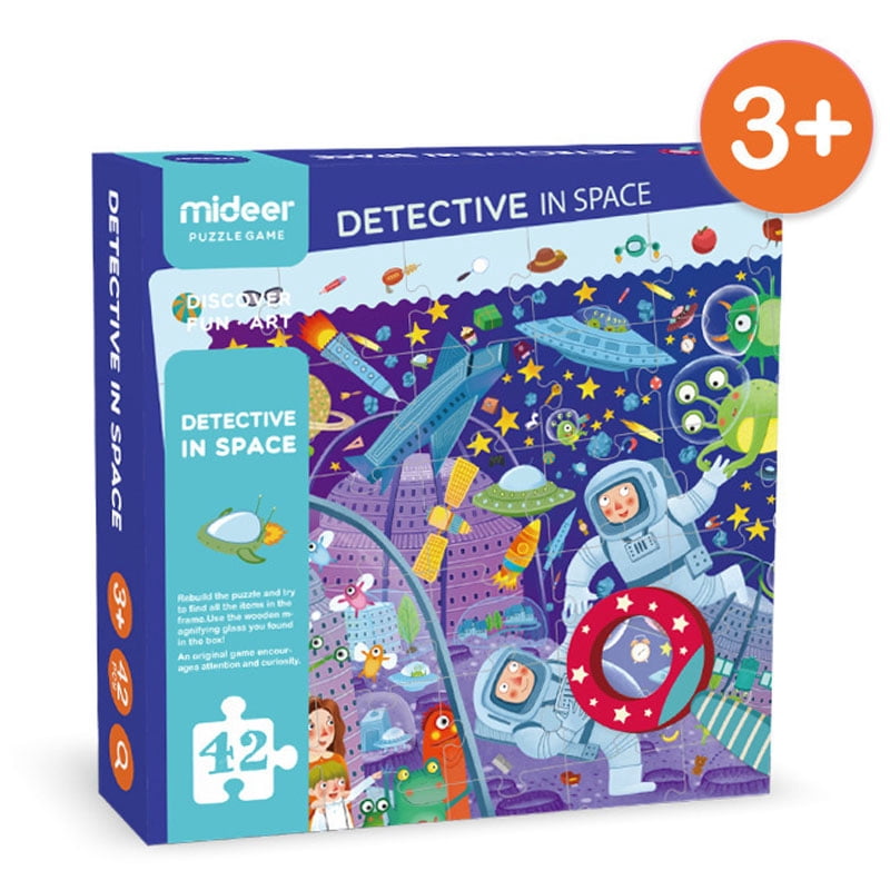 mideer Detective Jigsaw Puzzle with Fun Toy Magnifying Glass 42 Pieces - Detective in Space