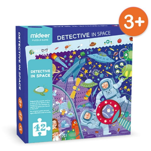 mideer Detective Jigsaw Puzzle with Fun Toy Magnifying Glass 42 Pieces - Detective in Space