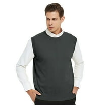 Toptie Men's Business Sweater Vest Cotton Jumper Top-Charcoal-S
