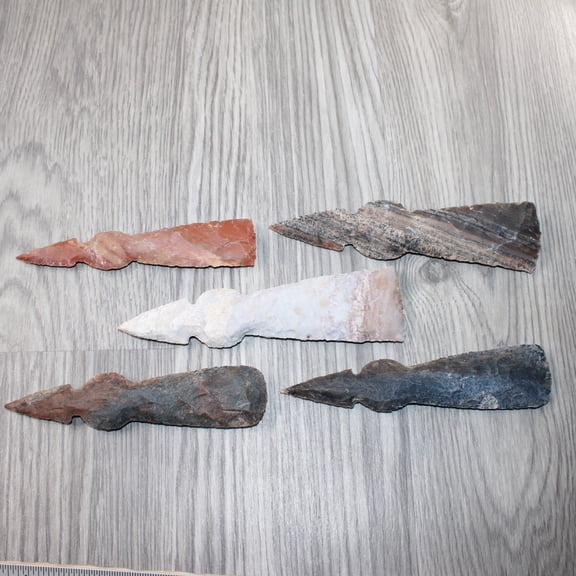 5 Stone Ornamental Tomahawk Heads #8362 Agate Jasper Axe Hatchet Ax