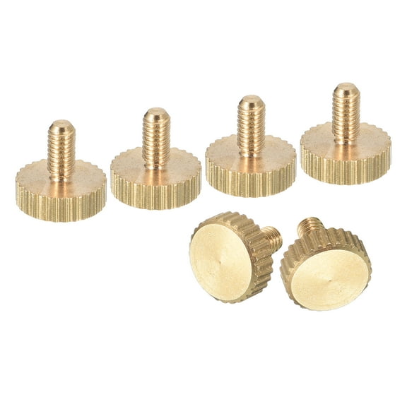 M3x6mm Knurled Thumb Screws, 6 Pack Flat Knurled Head Brass Thumb Screws Bolts