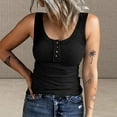 thumbnail image 2 of WTXUE Camisole Tops for Women Button Women Sleeveless Top Casual Round Knit Shirt Vest Neck Solid Splice Women's Tanks &, black tank top woman Large, 2 of 6