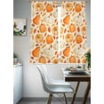 thumbnail image 4 of Fall Thanksgiving Sheer Curtains 63 Inch Length 2 Panels Set Window Treatments, Orange White Pumpkin Falling Leaves Rod Pocket Semi Curtains for Living Room/Bedroom/Kitchen Décor, 104"W x 63"L, 4 of 7