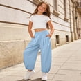 thumbnail image 2 of SUXIAN Kids Pants Summer Blend Beach Comfortable Casual Solid Color Long Trousers Big Kids Toddler Pants Sky Blue 6-7 Years, 2 of 7