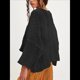 thumbnail image 3 of Suéteres Cortos de Punto para Mujer, de Gran Tamaño, con Mangas 3/4 y Cuello Redondo, Informales, para Otoño. Negro L, 3 of 5