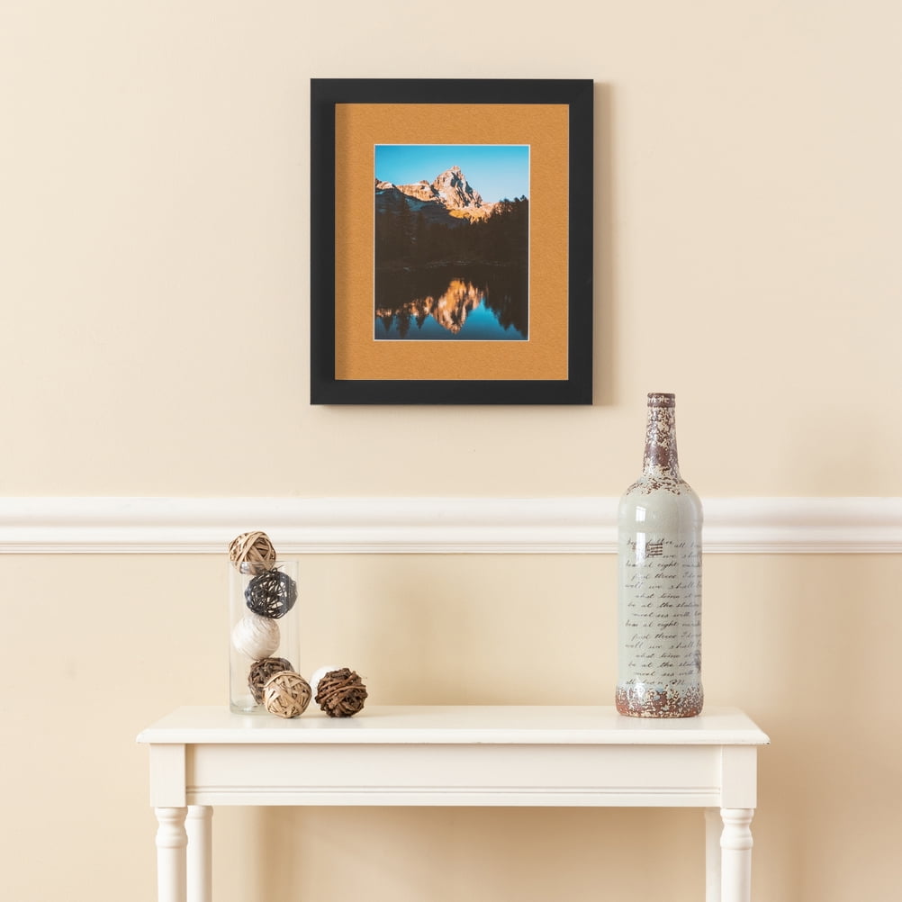 ArtToFrames 22x28 Matted Picture Frame with 18x24 Single Mat Photo Opening Framed in 1.25 Satin Black and 2 Amber Mat (FWM-3926-22x28)