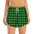 thumbnail image 2 of Balery Buffalo Plaid Green Black Pantalones cortos deportivos para mujer con forro y dos bolsillos, elásticos, para entrenamiento, gimnasio, yoga-Medium, 2 of 7