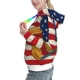 thumbnail image 2 of Lsque American Flag And Baseball Pattern Casual Women's Hoodie,Hooded Sweatshirt with Kangaroo Pocket,Pullover Hoodie with Eye-catching Drawstrings-Small, 2 of 7
