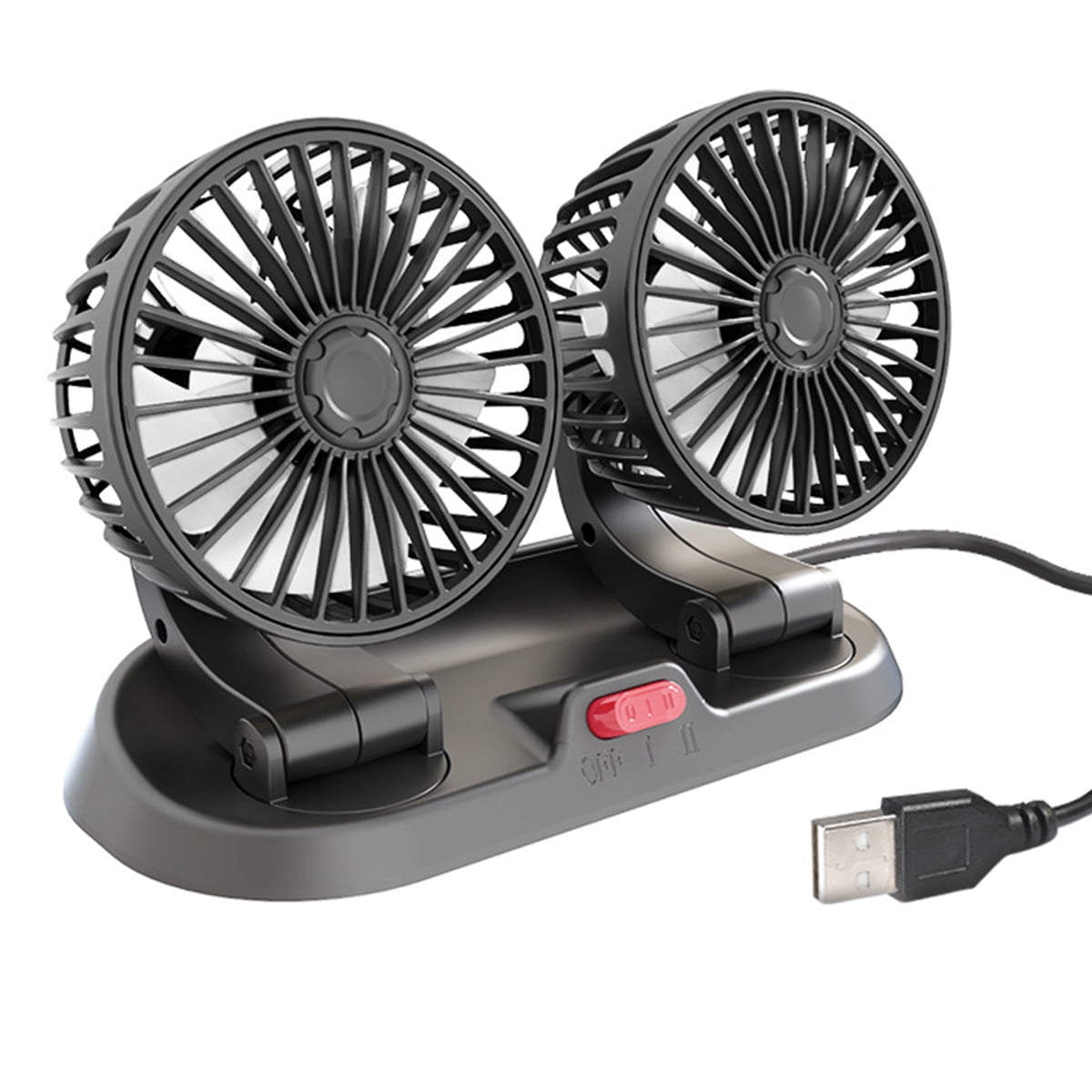 LEMOISTAR Car Fan, Battery Operated USB Car Fan, 4 Speed Strong Airflow,360  Degree Rotatable Car Fan, 5V Cooling Air Small Personal Fan for Car