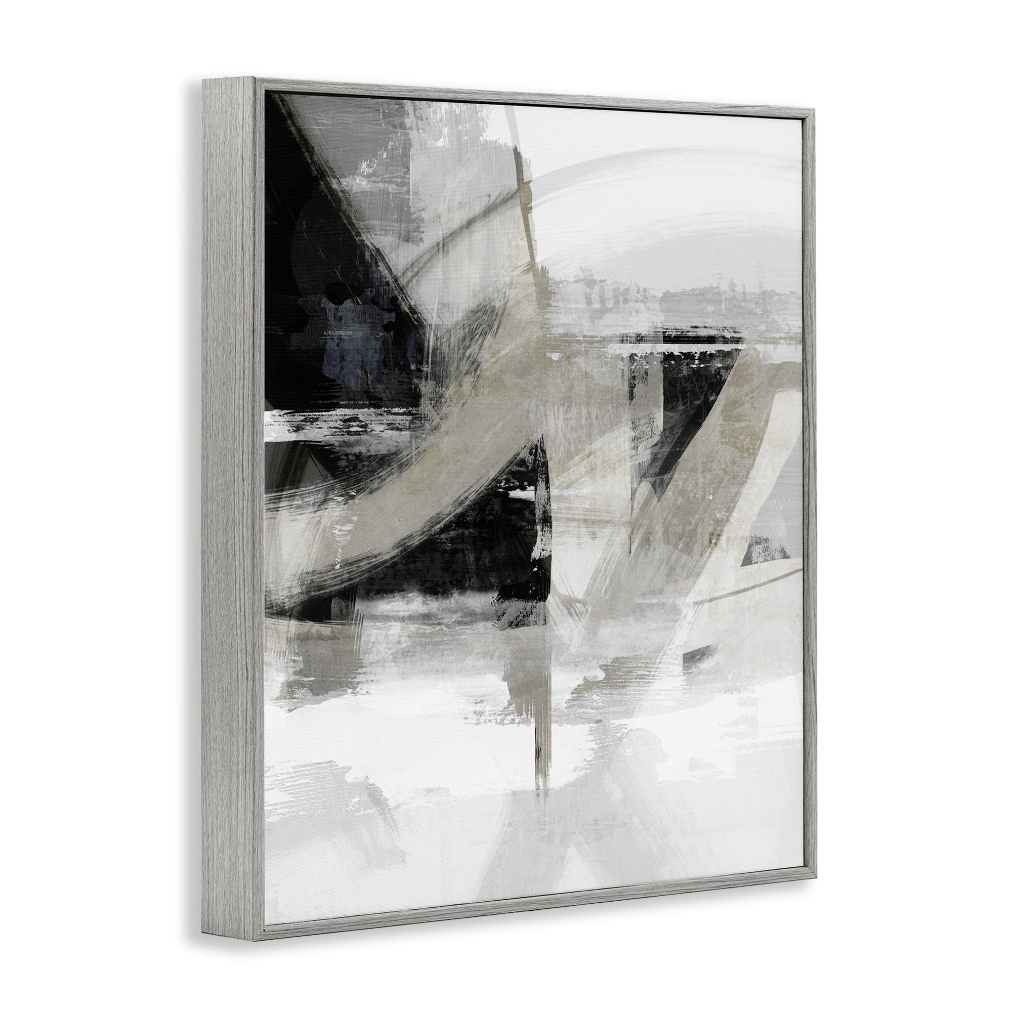 Stupell Industries Neutral Urban Complex Abstract Painting Gray Framed Art Print Wall Art, 16 x 20