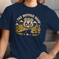 thumbnail image 3 of Smartprints Route 66 Vintage Travel Women's T-Shirt Navy, Cotton, 5XL, 3 of 4