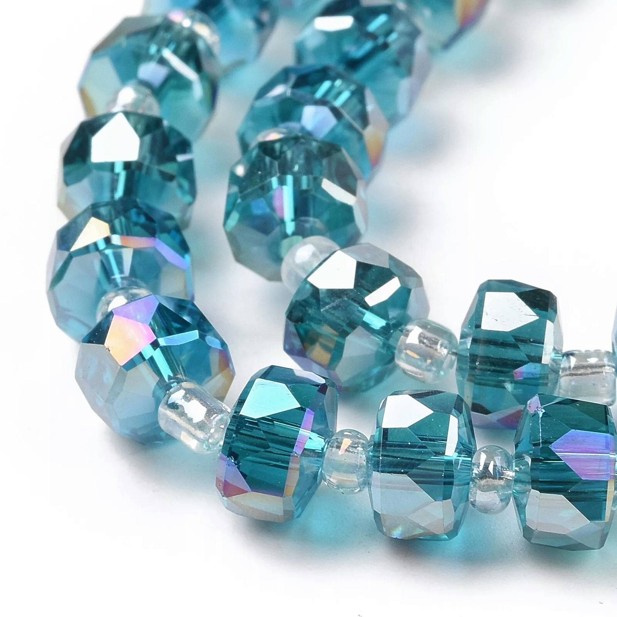 U8MO 10Strands Faceted Rondelle AB Color Electroplate Transparent Glass Beads 8x4.5mm