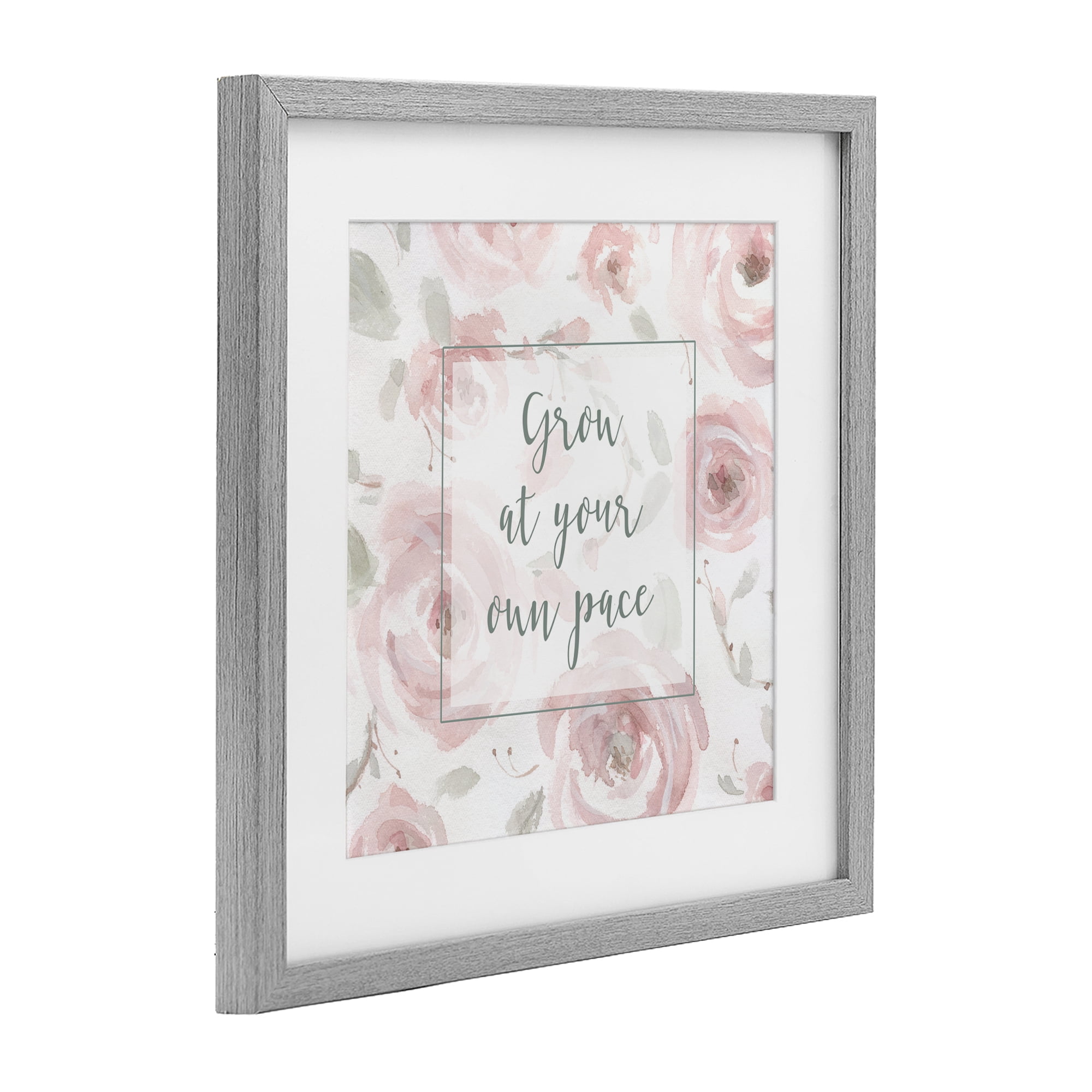 Stupell Industries Grow at Your Pace Florals Gray Framed Print Under Glass, design by Carol Robinson