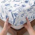 thumbnail image 3 of Full Size Fitted Sheet Set - Elegant Blue Flowers 3 Piece Bedding Sets 16" Deep Pocket Fitted Sheet with 2 Pillowcases Spring Floral Botanical Summer Brushed Microfiber Hotel Luxury Bed Sheets, 3 of 9