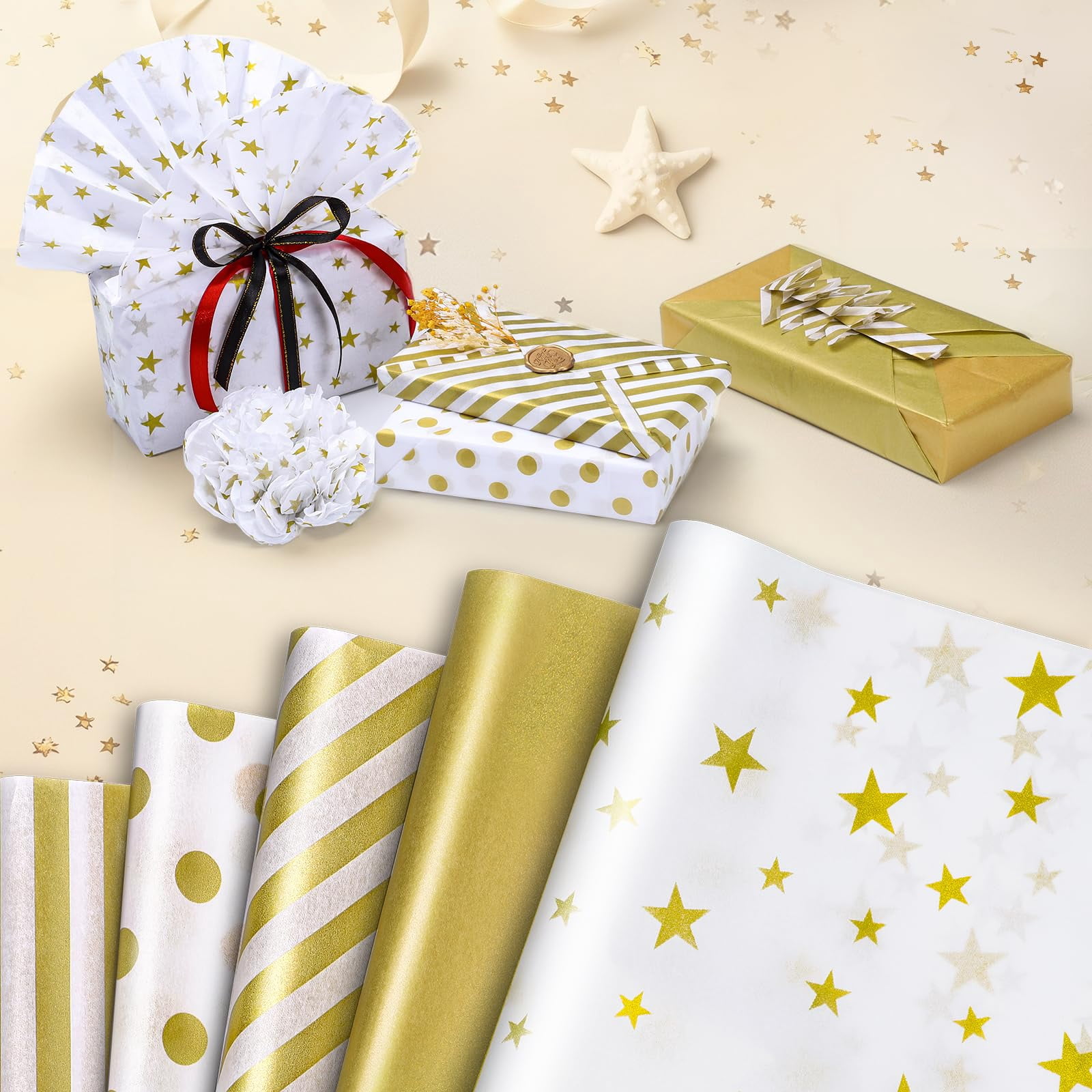 120 Sheets Tissue Paper 14x20",for Wedding,Baby Shower,Mother's Day,DIY Crafts,8 Designs(Blue Baby Shower,Blue Floral,Gold,Pink,Pink Baby Shower,Sage Green,Sage/Beige,White/Gold Thank You)