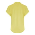 thumbnail image 5 of Holzkary Women's Cotton Linen Blouses Short Sleeve Henley Shirts Button Down V Neck Casual Work Tops Yellow M, 5 of 6