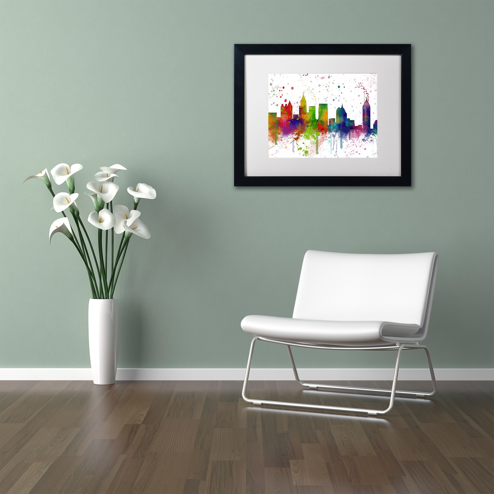 Trademark Fine Art "Atlanta Georgia Skyline Mclr-1" Canvas Art by Marlene Watson, White Matte, Black Frame