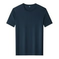 thumbnail image 3 of SWSMCLT Men's Soft Casual Tshirt Short Sleeve Shirt Solid Silk Slim Fit Top Basic Crew Neck Summer Tees Comfy Dark Green X-Large, 3 of 4