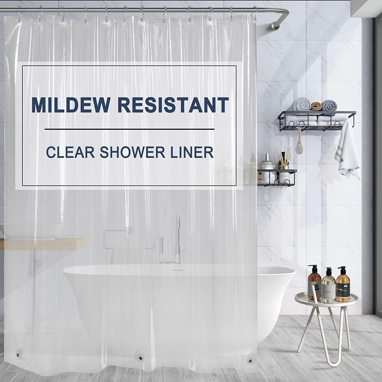 Clear Shower Curtain Liner, Extra Long Shower Curtain Liner 72 x 96